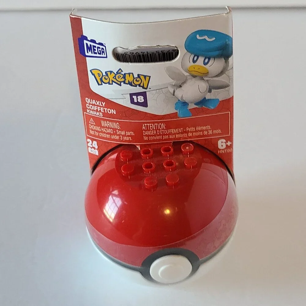 MEGA POKEMON QUAXLY BUILDING TOY KIT- POSEABLE-WITH POKE BALL - 24 PIECES